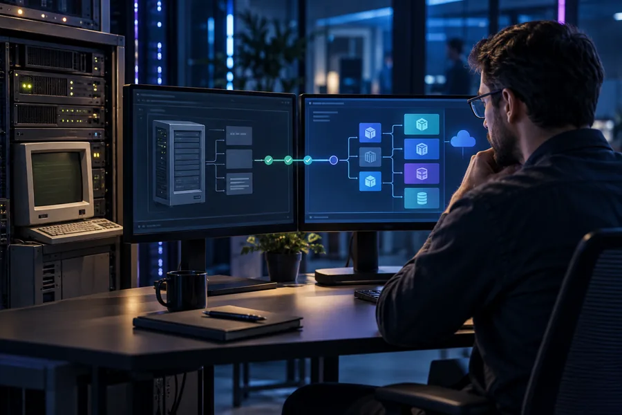 Eine bestehende Systemlandschaft wird kontrolliert in eine moderne, modulare Architektur überführt.